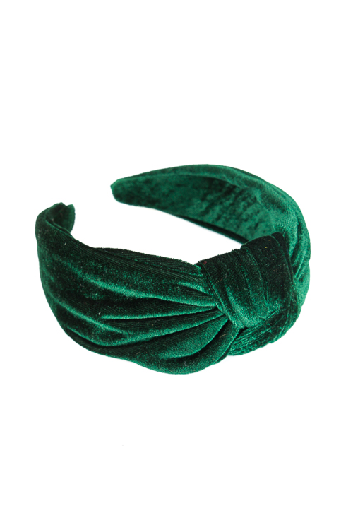 Velvet Knot Headband, Dark Green