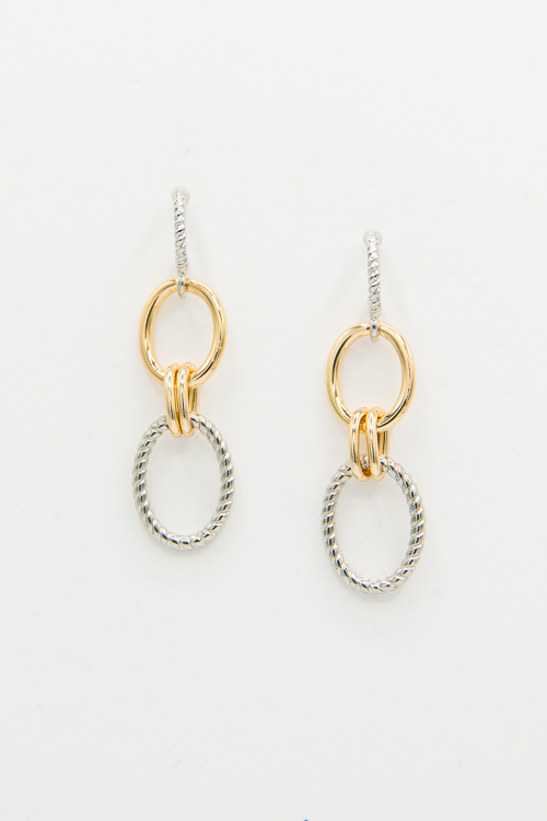 Texture Oval Dangle Hoops