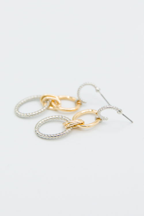 Texture Oval Dangle Hoops