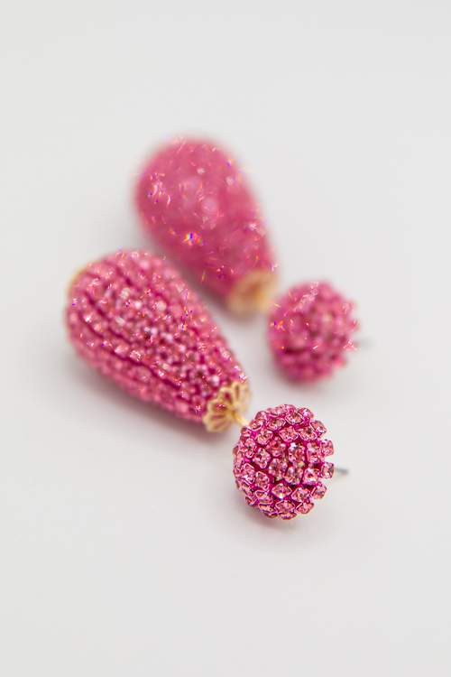 Crystal Teardrop Earrings, Fuchsia