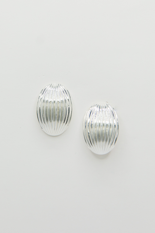 Almond Shape Earrings, Silver