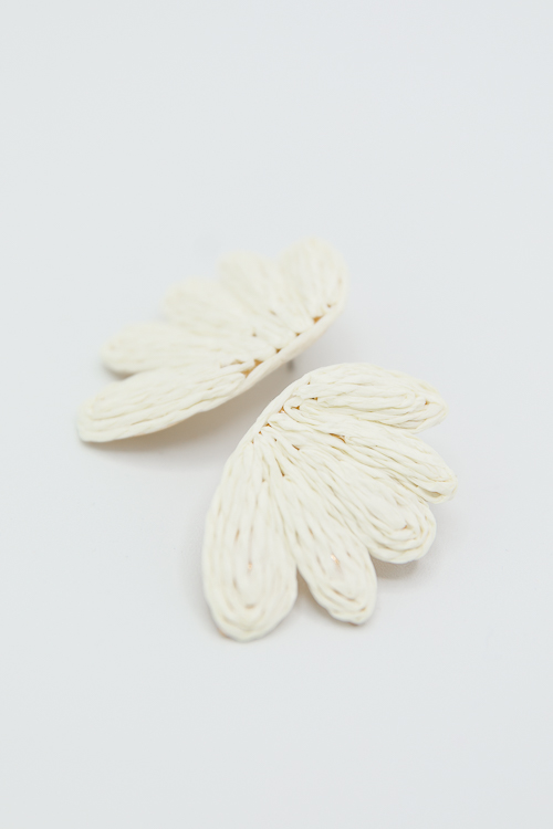 Raffia Wings Earrings, Ivory