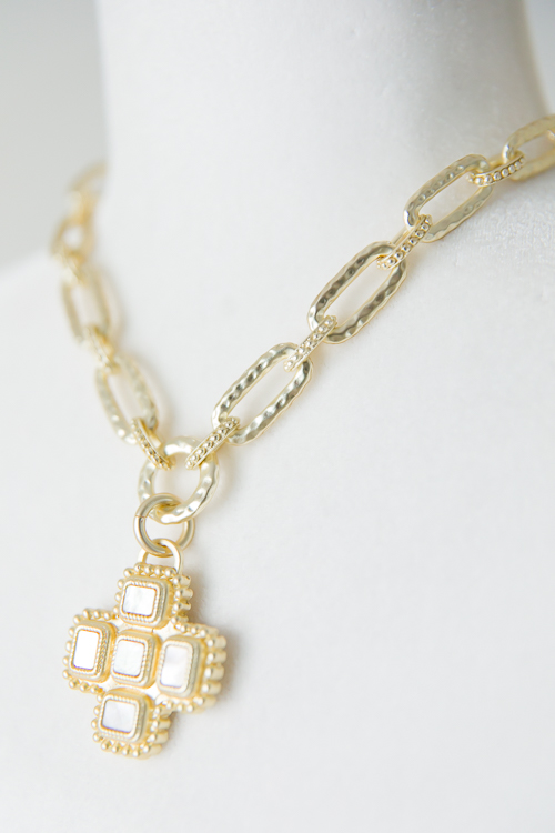 Square Pearl Pendant Necklace