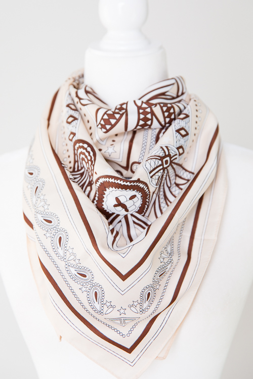 Paisley Trim Scarf, Ivory