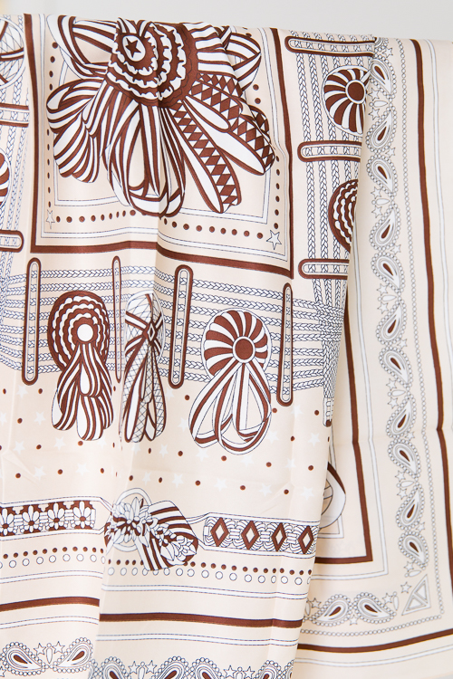 Paisley Trim Scarf, Ivory