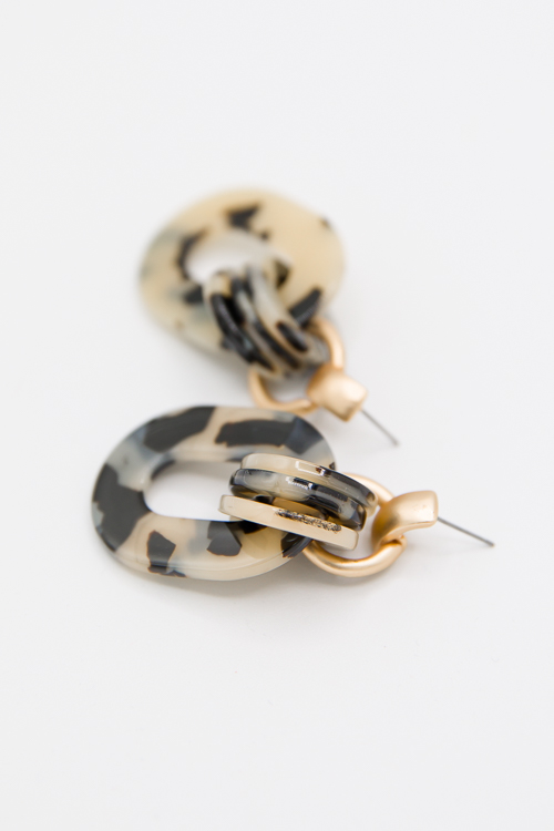 Tortoise Acrylic Link Earrings