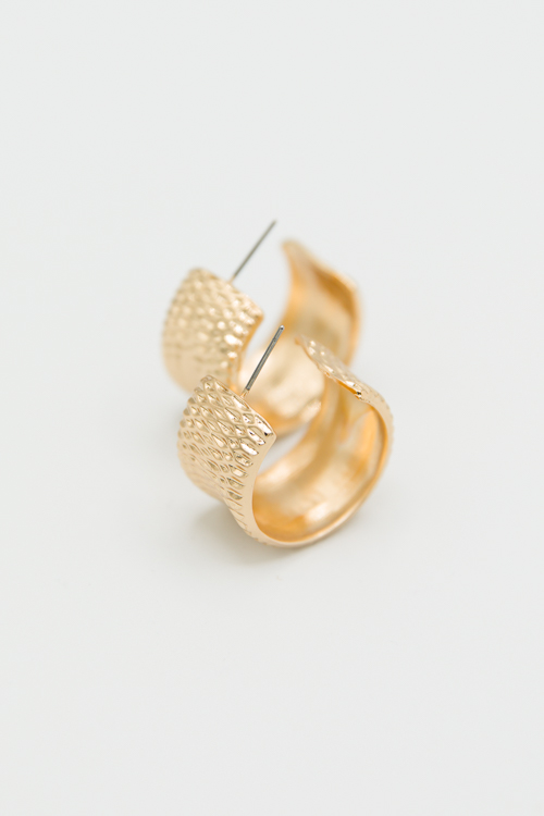 Embossed Wide Hoop, Gold