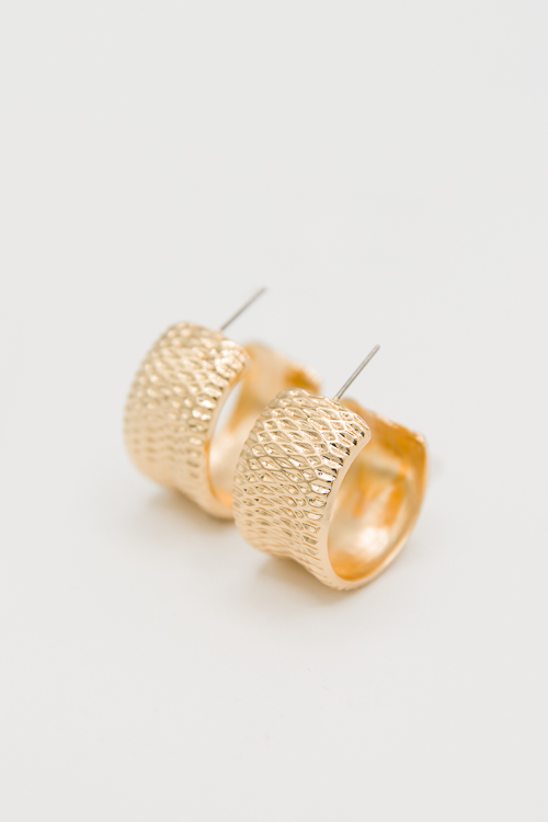 Embossed Wide Hoop, Gold