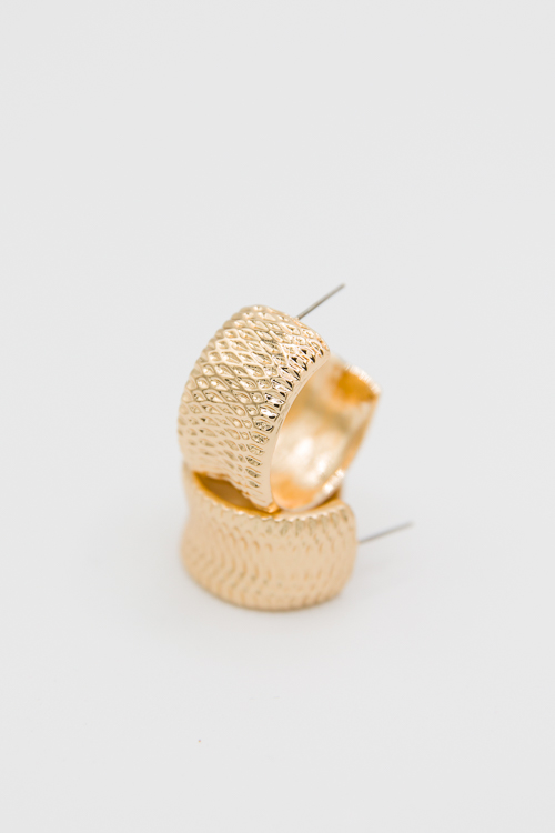 Embossed Wide Hoop, Gold