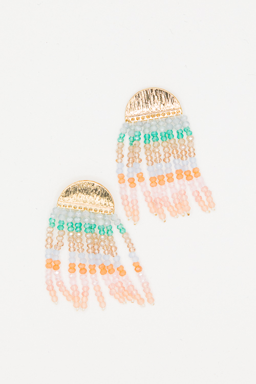 Beads Glass Tassel Earrings, Bl