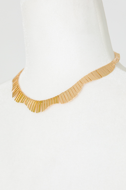 Metal Collared Necklace, Gold