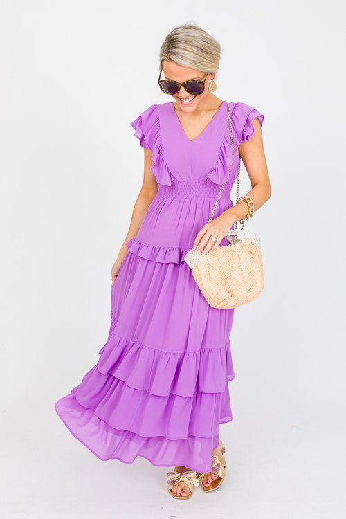 Solid Ruffle Midi, Lavender - Sale - The Blue Door Boutique