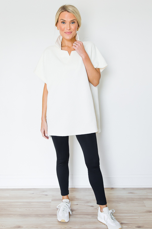 Textured Collar Tunic, Cream