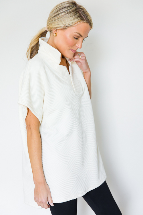 Textured Collar Tunic, Cream