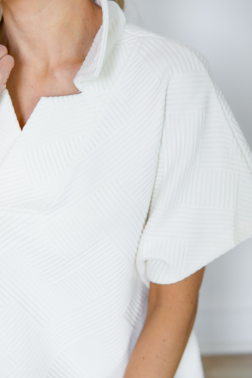 Textured Collar Tunic, Cream