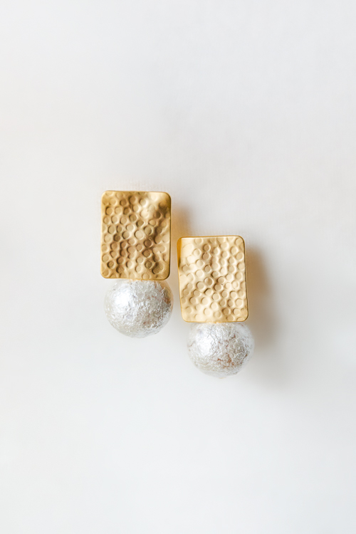 Hammered Rectangle & Pearl Earring - Jewelry - Accessories - The Blue ...