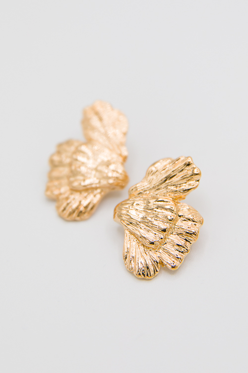 Wing Textured Earrings, Gold