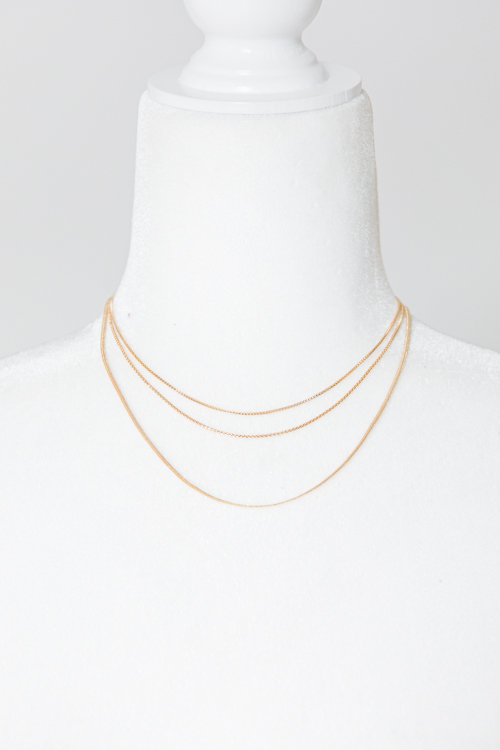 Triple Chain Necklace, Gold