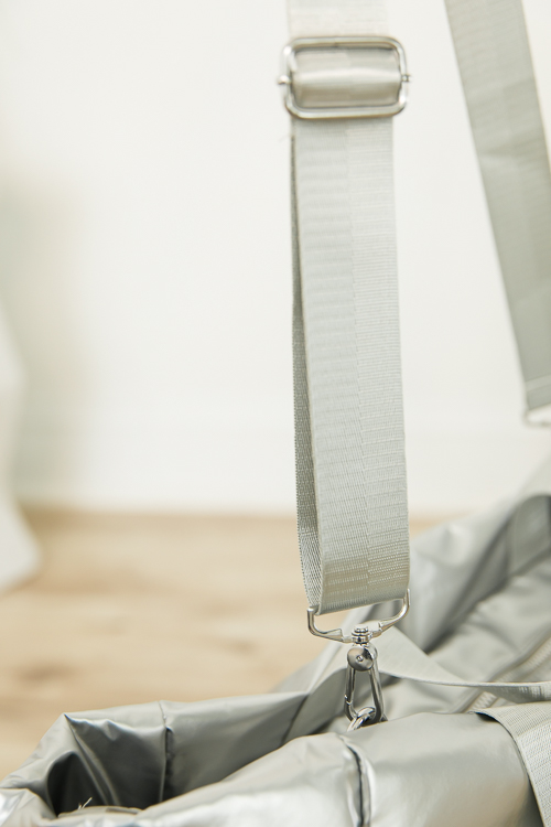 Metallic Puffer Tote, Silver
