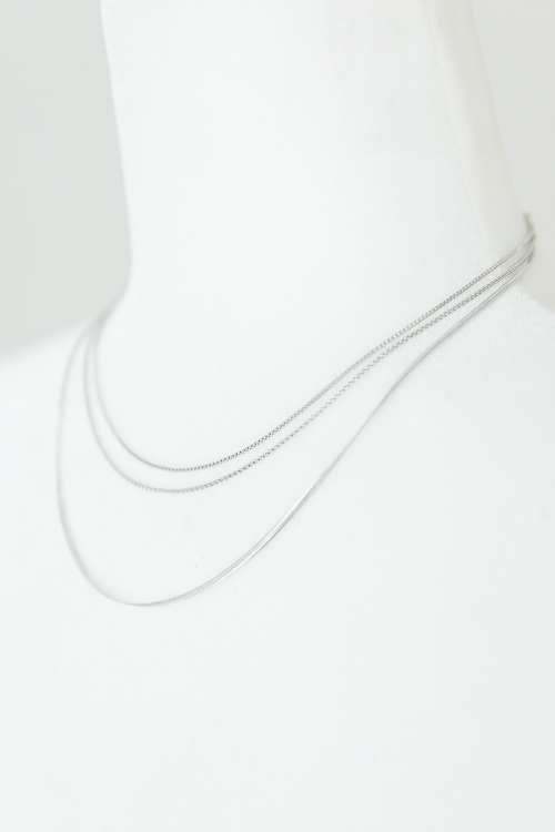 Triple Chain Necklace, Silver