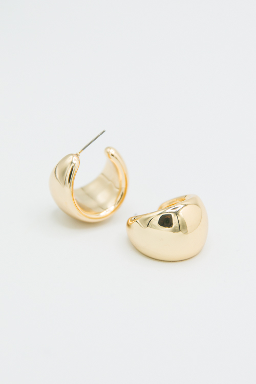 Wide Crescent Hoops, Gold