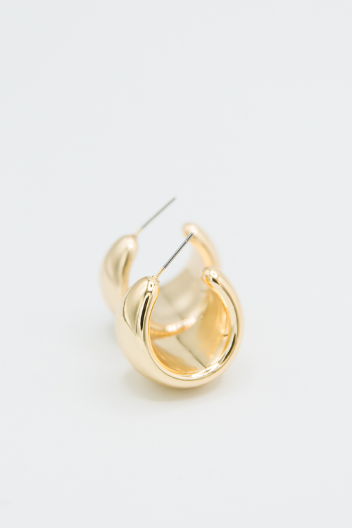 Wide Crescent Hoops, Gold