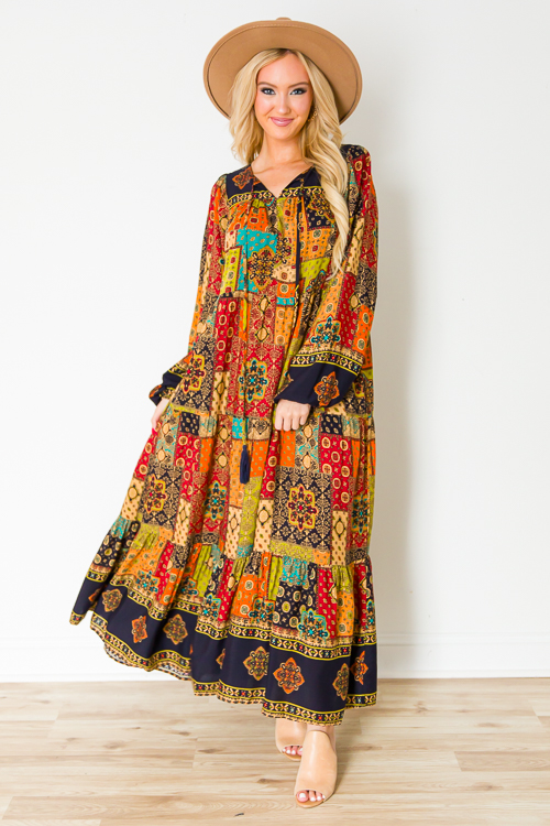 Patchwork Maxi, Olive Rust