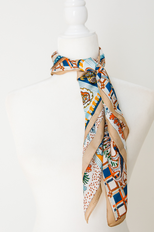 Multi Pattern Scarf, Beige