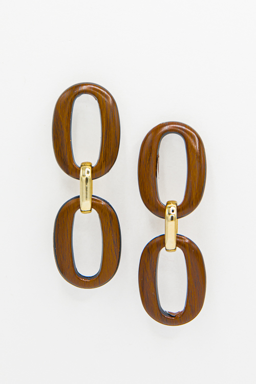 Double Wooden Oval Link Earring