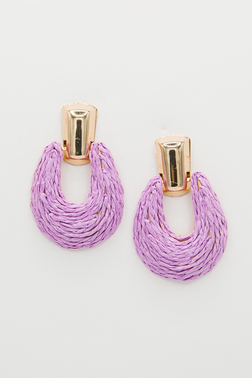 Ali Wrap Raffia Earrings, Lavender
