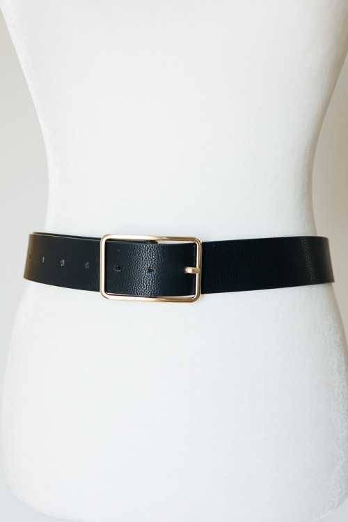 Gold Rectangle Belt, Black