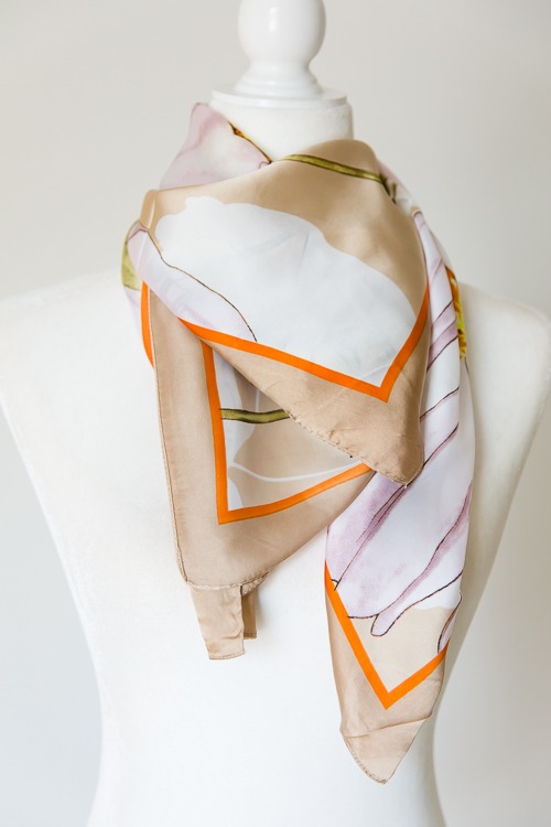 Timeless Florals Scarf, Taupe