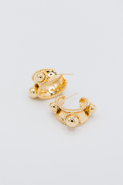 Dotted Ball Hoops, Gold