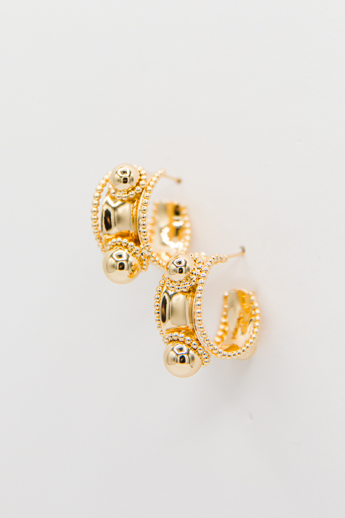 Dotted Ball Hoops, Gold