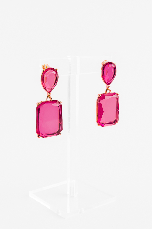 Fuchsia Rectangle Dangle Earring