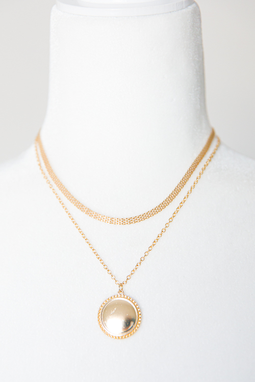 Disc Pendant Chain Dual Necklac