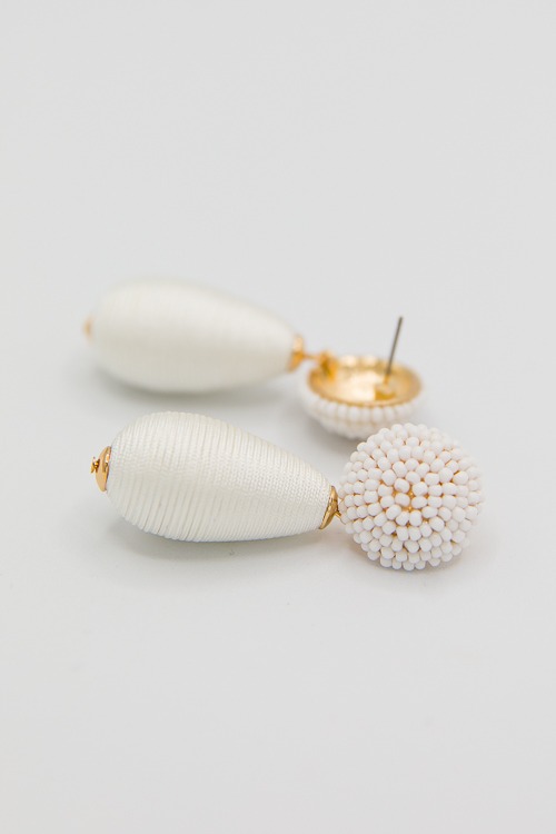 Thread Teardrop Bead Earrings, White - 2K9A5188.jpg