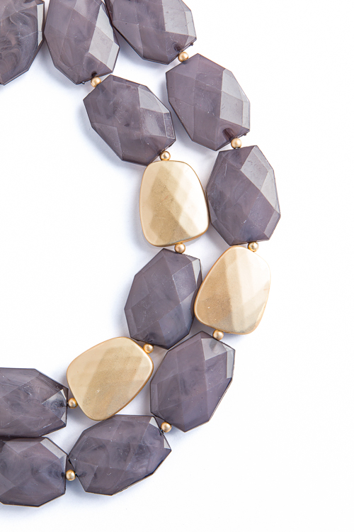Layered Stone Necklace, Gray