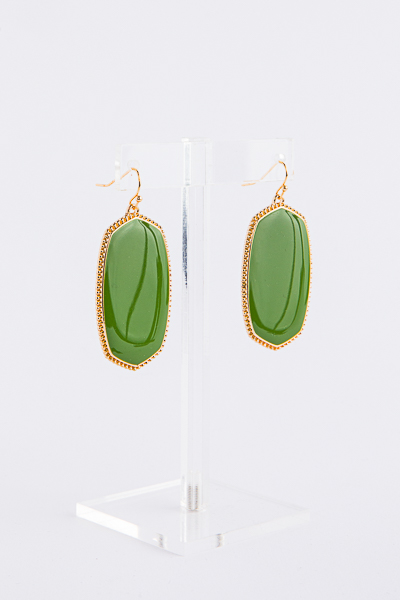 Color Hexagon Earrings, Olive