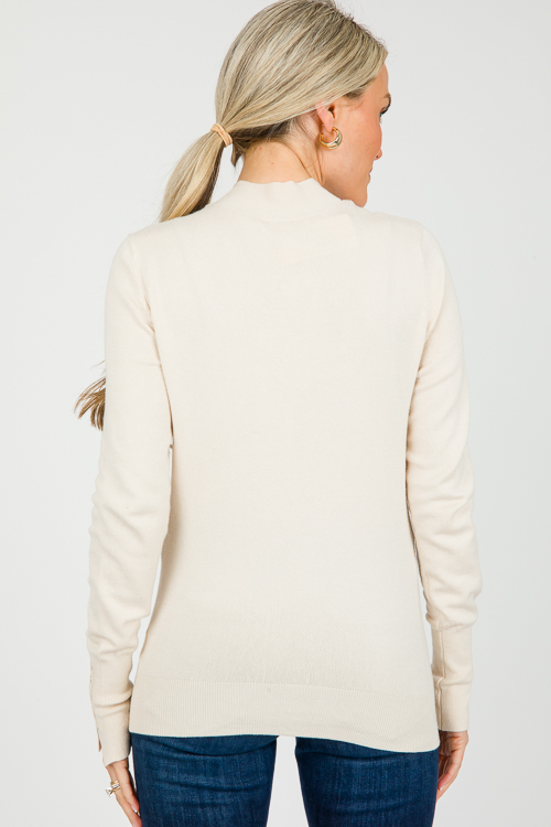 Mary Mock Neck Sweater, Cream