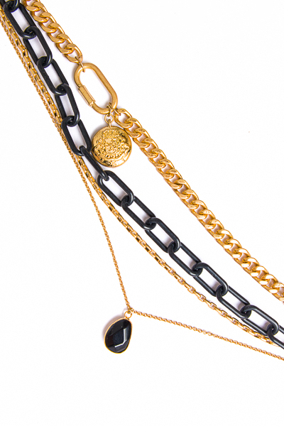 Leah Chain Layer Necklace, Blk