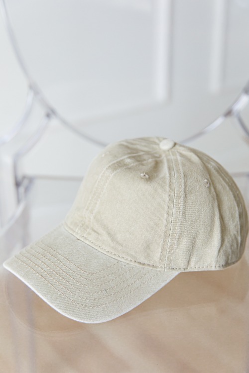 Washed Denim Hat, Khaki