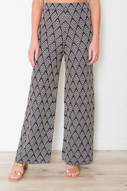 Directional Knit Pants, Black/Cream