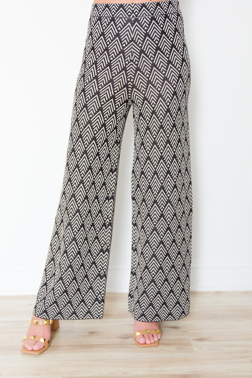 Directional Knit Pants, Black/Cream