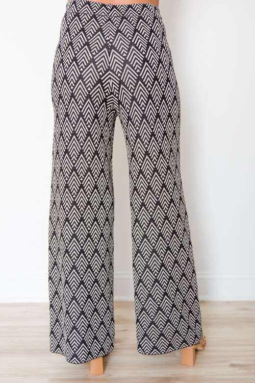Directional Knit Pants, Black/Cream