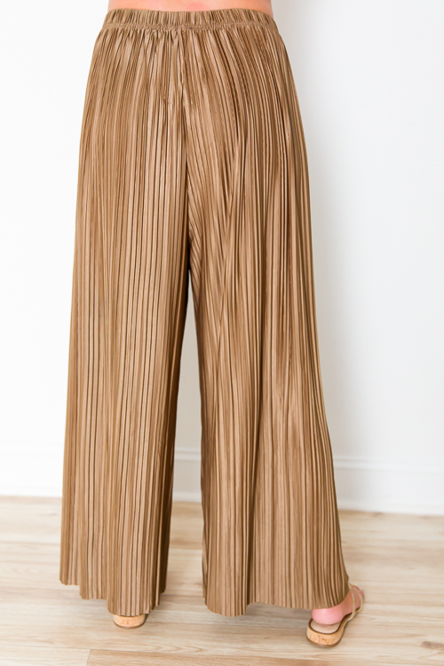 Pleated Pull-On Pants, Mocha