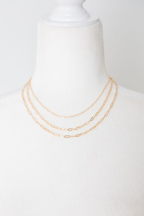 Clip Chain Necklace Set, Gold