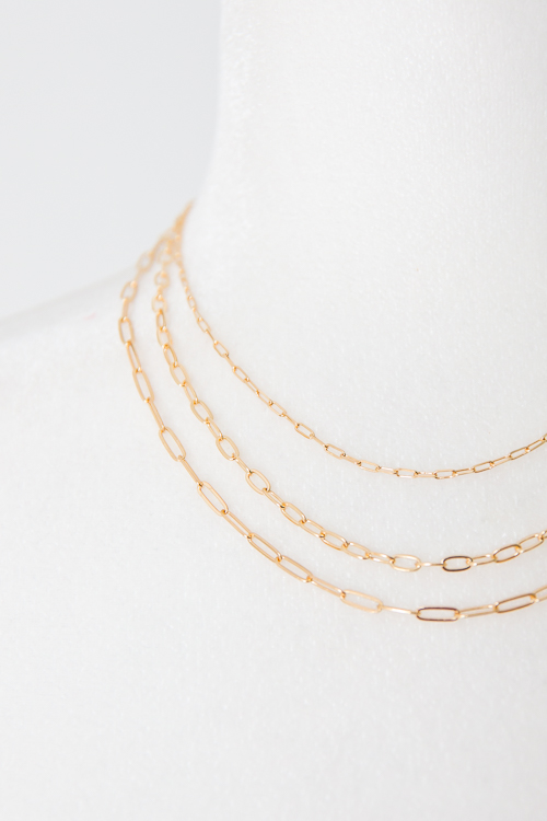 Clip Chain Necklace Set, Gold