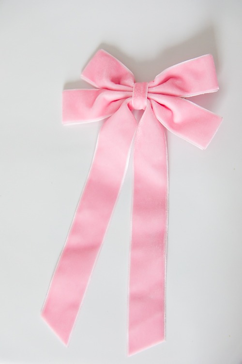Velvet Bow Clip, Pink