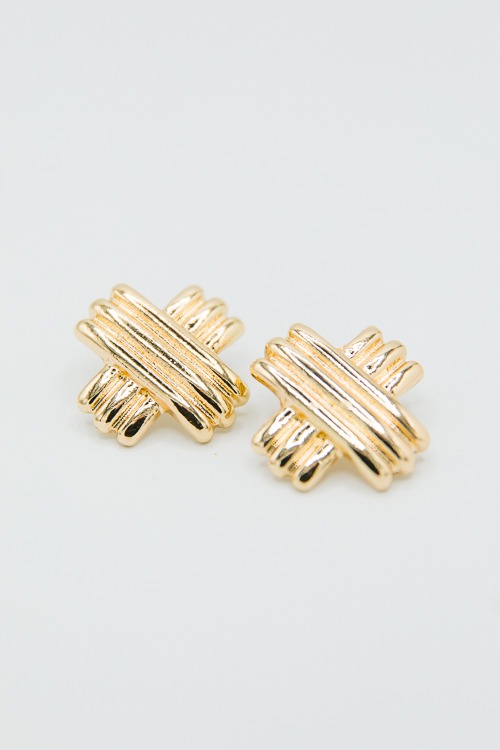 Crisscross Earrings, Gold - 2K9A6339.jpg